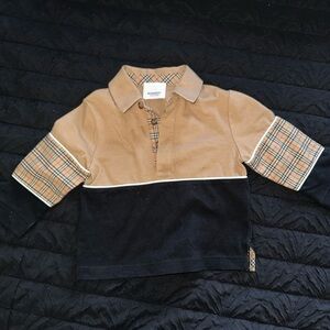 BURBERRY Multicolor Polo For Baby Kids With Vintage Check In Beige